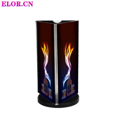 China 360Â ° Customized Popular Three Rotating Acrylic Rotating Menu Stand With Large Freestanding Base Used In Restaurant, Cafe for sale