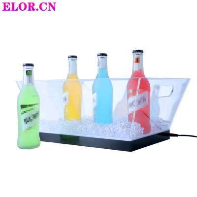 China Morden Large Capacity Acrylic Illuminated Wine and Beverage Display Stand Led Light Wine Rack Bar Shelf for sale