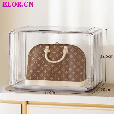 China Wholesale Clear Acrylic Luxury Handbag Display Storage Box Morden Bag Organizer Box Desktop With Dustproof Cover for sale