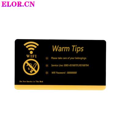 China Elor Signage Series Wifi Handy Reminder Card with 3M Adhesive Warm Tips Sign Plate for Hotel Equipment Custom for sale