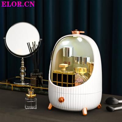 China Fashion Good Quality Large Capacity Creative Egg Shaped Dustproof Cosmetic Storage Box With Transparent Acrylic Cover for sale