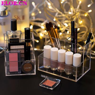 China Highly Clear Acrylic Table Storage Box Elor Makeup Storage Organizer For Cosmetics Skin Care Products Makeup Brush Placed On Dressing Table for sale