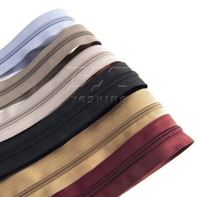 China #8 #5 Colorful Nylon Double Sliders Narrow End Zipper For Luggage Bags for sale