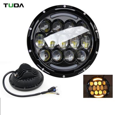 China Newest Die Casting Aluminum Led Drl 12v 24v Turn Signal Light 7 Inch Motorcycle Automotive Led Headlight for sale