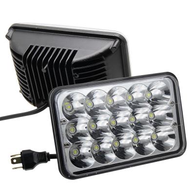 China Waterproof Ip68 Diecast Aluminum Housing Dual Driver-Beam Accessories Lamp Rectangle 45W Off-Road Truck Led Headlight for sale