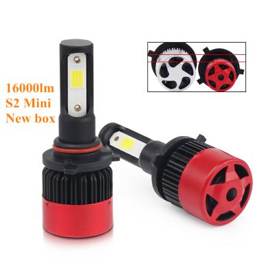 China Cars head new 16000lm mini S2 COB automobile light car led headlight, headlights led H11 H7 h4 led headlight bulbs for sale