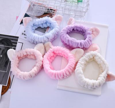 China Cute Fashional Headband For Girls Hair Holder Strap Bands Ears Turban Elastic Hair Accessories Wash Face Bow Makeup Headbands 2021 for sale