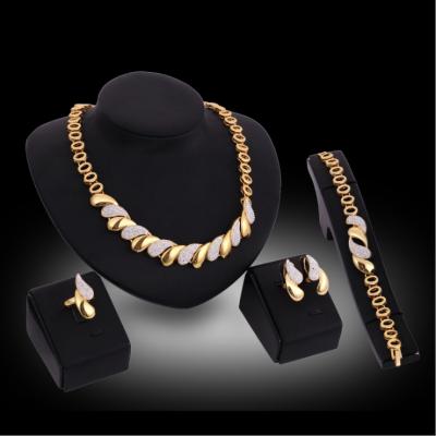 China TRENDY Women Fashion Jewelry Sets Luxury 18K Gold Plated Crystal Wedding African Statement Bridal Jewelry Set 4piece Indian Costume for sale