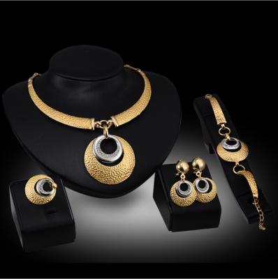 China New FASHIONABLE 18K Gold Plated Wedding Accessories Bridal Jewelry Set Earring Bracelet Necklace Set Alloy Four Piece Sets for sale