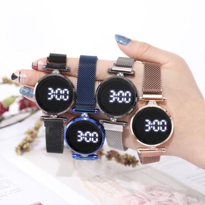 China New Hot Sale LED Digital Wrist Watch Magnet Buckle Strap Ladies Quartz Electronic Auto Date Watch For Women Men for sale