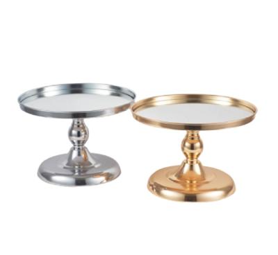 China Luxury Glass Cake Stand Mirror Cake Stand Wedding Event Party Flower Stand Steel Cake Table Set for sale