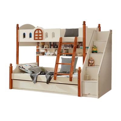 China Multifunctional Environmental Material Cavity Bedside Bunk Bed With Ladder Double-Layer Drawers And Kids Bed for sale