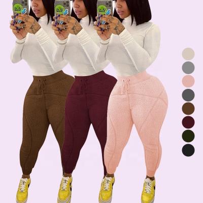 China Plus Size Autumn Wholesale Price Fashion Solid Women Sport Pants Winter Plush Sport Exercise Jogging Pants for sale