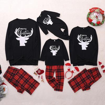 China Christmas Family Thermal Cotton Print Set Family Holiday Sleep Wear Pajamas Parents Kids Costume for sale