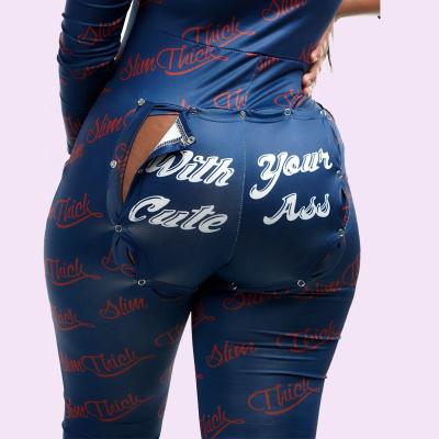 China Breathable Women Long Sleeve Flip Adult Butt Valentine Pajamas Button Overalls 2021 Sleepwear Wholesale for sale