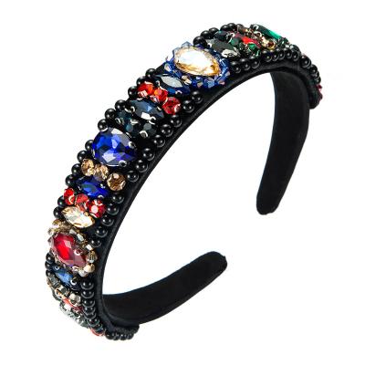 China Wholesale Fashionable Rhinestone Diamond Headbands Hair Accessories Luxury Solid Color Bling Child Headbands for sale