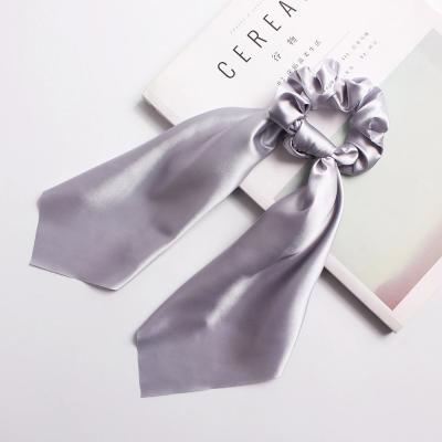 China Fashionable Material/Solid Colors Silk Hair Ties Scarf Friendly Women Hair Accessories Wholesale Luxury/New Silk Elastic Scrunchies for sale