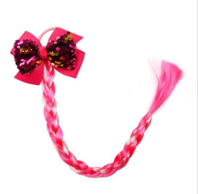 China Polyester Unicorn Children's Hair Clip Wigs Hair Accessories Bow Glitter Hair Clip for sale