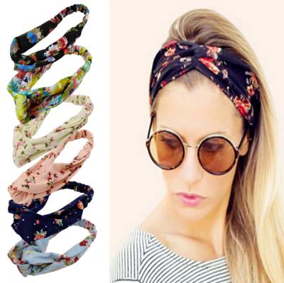 China Environmentally Friendly Hot Selling Adult Women's Knot Printing Elastic Hair Band Headband for sale