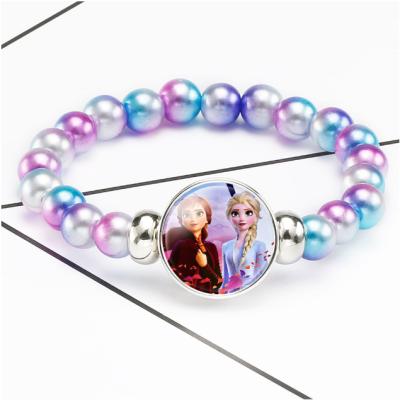 China Wholesale Cute Princess Bead Charm Cute Jewelry Bracelet Kids Frozen Cartoon Bracelet Bangle for sale