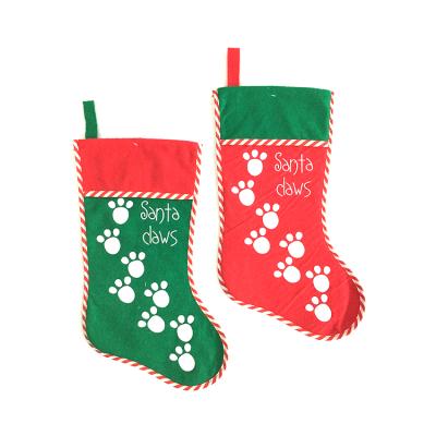 China Wholesale Custom Nonwoven Fabric Christmas Ornaments Red Dog Santa Stocking for sale