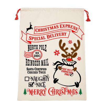 China Santa Large Sack In Bulk Party Decoration Cotton Kids Large Drawstring Christmas Gift Bags For Christmas for sale