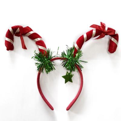 China Eco - Friendly Recycle Hotsale Christmas Candy Cane Christmas Headband For Girls Decoration for sale