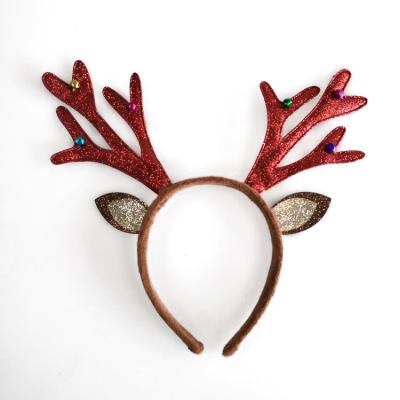 China New Design Fabric Kids Christmas Deer Antlers Headband Flashing Decoration For Party Festival for sale