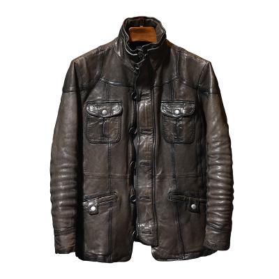 China Reversible Mens Leather Jackets Korean Style Casual Slim Fit Biker Leather Jacket Men for sale