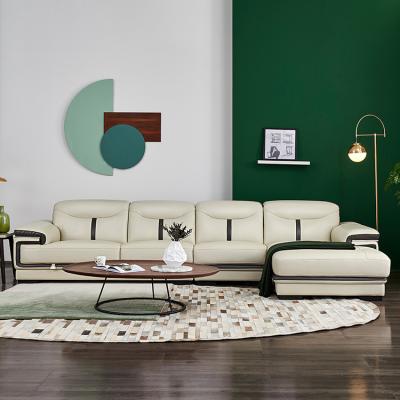 China (Others) 102167 Adjustable L Shape White Luxury Genuine Leather Modern Corner Sectional Sofa Set for sale