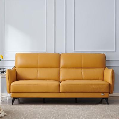 China (Others) 102590 Adjustable Lap 2 Seater Genuine Modern Yellow Leather Sofa Set for sale