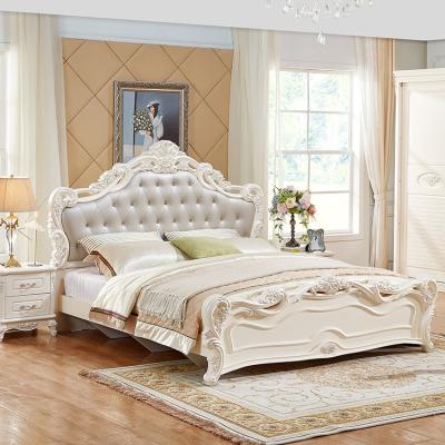 China Storage 121513 Best Luxury Royal Leather Carved European Style Carving Bed French Style Furniture for sale