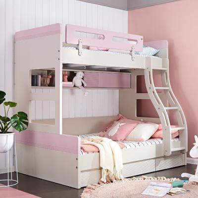 China 860308 Modern Wooden Storage Princess Girls Children Kids Bunk Bed With Stairs Drawers for sale