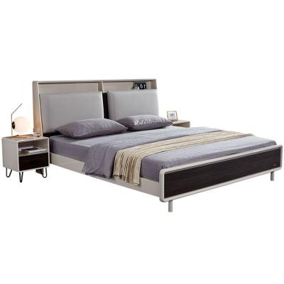 China Storage Bedroom Saves Space Type Bed Gray Wood Double Bed For Sale for sale