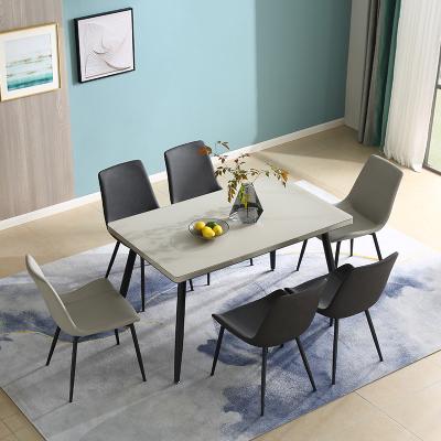 China Simple and easy to clean wholesale modern luxuary dining room 870177 glass dining table set 6 chairs for sale