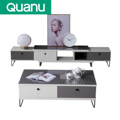 China (Other) Adjustable Modern Square Tempered Glass TV Cabinet for sale