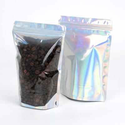 China High Quality Holographic Mylar Lock Zipper Moisture Proof Stand Side Transparent Reusable Pouches For Clothing Underwear Packing for sale