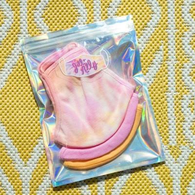 China Reusable Mask Pack Fashion Plastic Holographic Moisture Proof Seal Empty Ziplock Packaging Bags With Custom Printed for sale