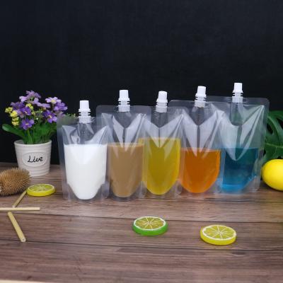 China Clear Transparent Plastic Moisture Proof Stand Up Packaging Soft Drink Bag With Spout for sale