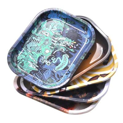 China Tinplate Animal Metal Tray Custom Birthday Image Rolling Tray Huanya for sale