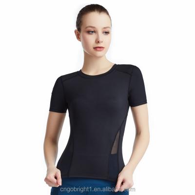 China Breathable Ladies Slim Design Sport T Shirts Gym Workout Clothes Cover Up Casual Yoga Top for sale