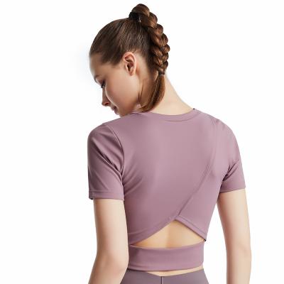 China Breathable Exercise Wear Design Yoga Top Fashion Oberteil Backless Workout Tops Yoga For Weight Loss for sale