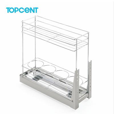 China TOPCENT Modern Kitchen Cabinet Side Pull Out Basket For Storage Downstairs Cabinet for sale