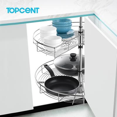 China TOPCENT 270 Functional Modern Lazy Susan Circle Rotating Wire Cabinet Storage Kitchen Magic Corner Baskets for sale