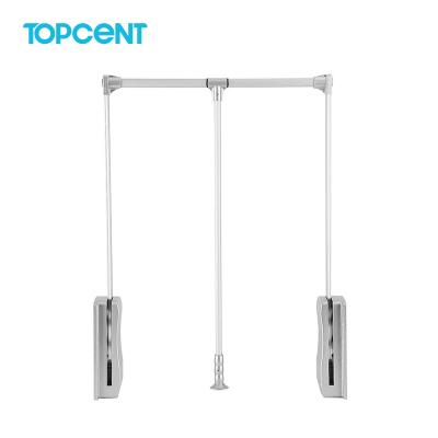 China TOPCENT Cosing Wardrobe Accessories Hardware Closet Soft Metal Clothes Rod Wardrobes Lift Rack Pull Down Hanger for sale