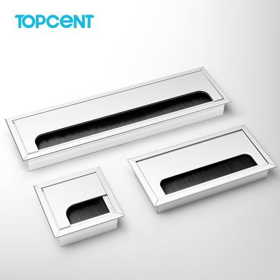 China TOPCENT Modern Aluminum Desk Square Hole Cover Brush Cable Manager Grommet, Wire Organizer Box Cable Tray Cover for sale