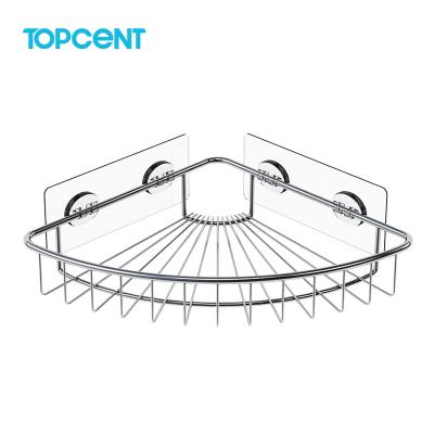 China TOPCENT Modern Kitchen Racks Adhesive Corner Bathroom Shelf Stainless Steel Wall Mounted Shower Caddy for sale