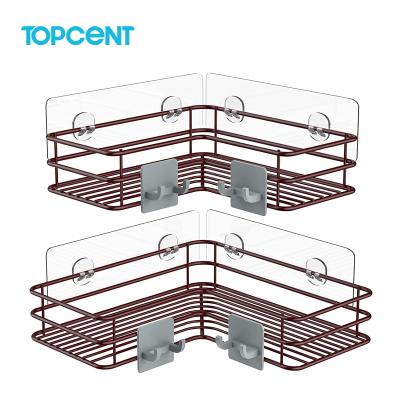 China TOPCENT Space Saving Adhesive Bathroom Stainless Steel Corner Shower Caddy 2-Pack for sale