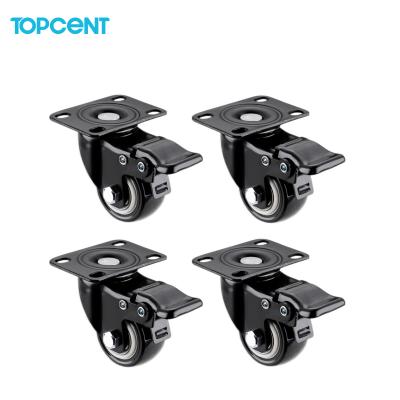 China TOPCENT 3 Inch Modern Roller Furniture Caster Retractable Industrial Casters 1.5 2 2.5 With Brake for sale