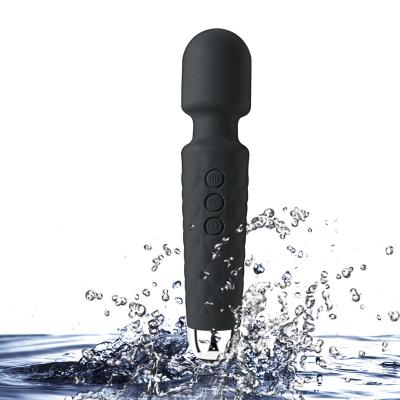 China Strong Shock Amazon Waterproof Massager Rechargeable Electric Personal Vibrator Magic Wand Massager 20 Patterns and 8 Speeds for sale